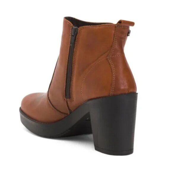 NEW ENVAL SOFT Made In Italy Leather Booties Cognac for women 663mn - Picture 3 of 4